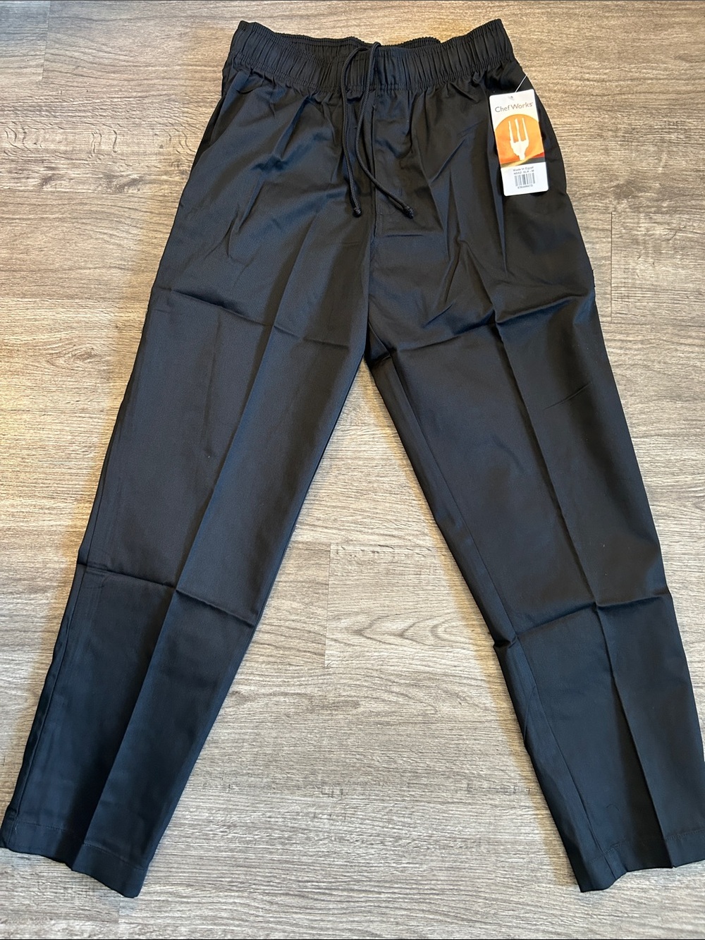 Lot of 2 Chef Works Black Chef Pants NWT Size M Elastic Drawstring Uniform